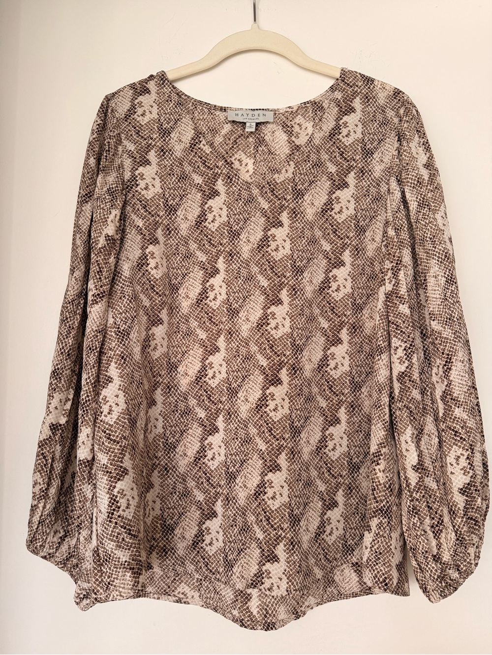 Hayden Taupe & Brown Snake-Print Long Sleeve Blouse